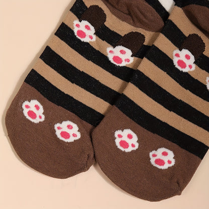 5 Paires de Chaussettes Mi-Mollet en Tricot Droit à Motif Chiot Cartoon Trois Dimensions - La Taille Standard