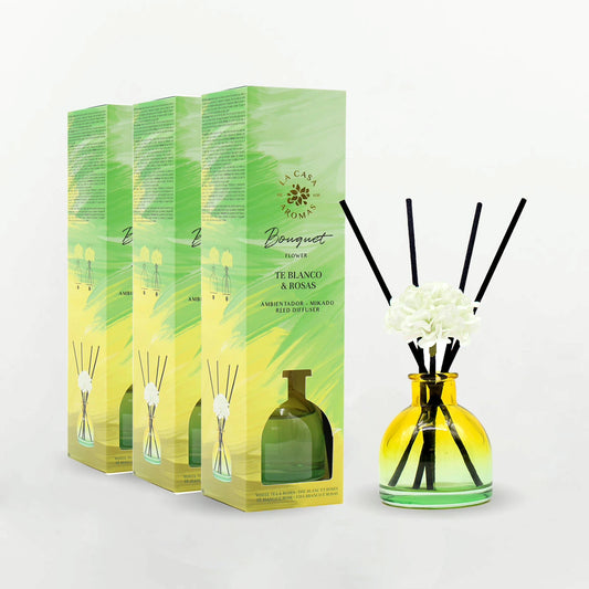 LACASADELOSAROMAS - AMBIENTADOR MIKADO BOUQUET TÉ BLANCO Y ROSAS 40ML