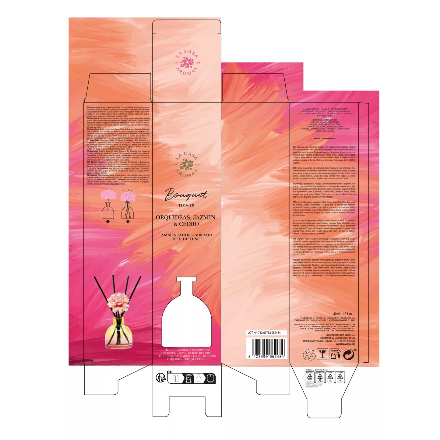 LACASADELOSAROMAS - AMBIENTADOR MIKADO BOUQUET JAZMÍN & CEDRO 40ML