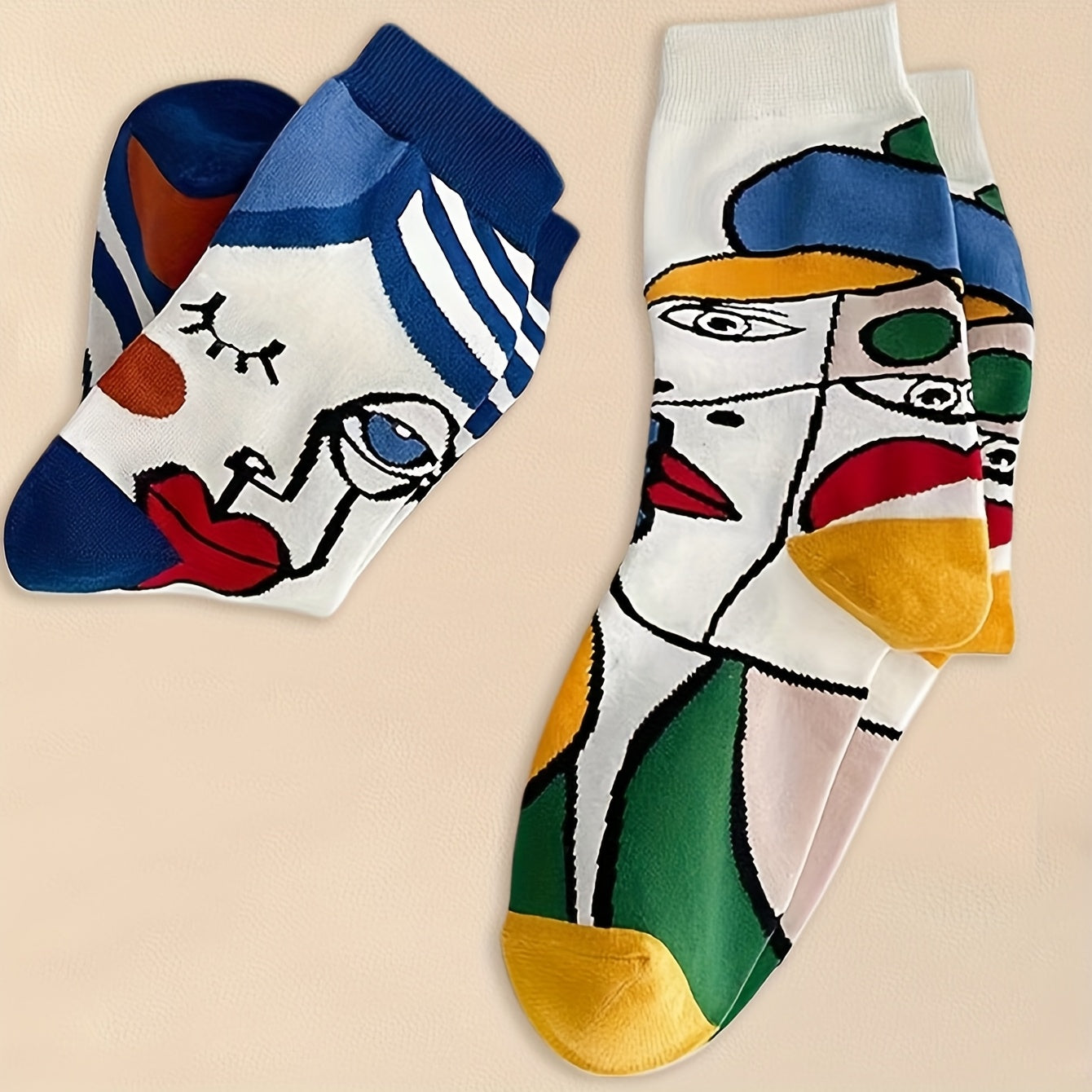 5 Paires de Chaussettes Populaires pour Art de Peinture à l'huile pour Couples Mi-Cuisse- La Taille Standard