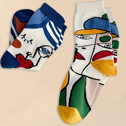 5 Paires de Chaussettes Populaires pour Art de Peinture à l'huile pour Couples Mi-Cuisse- La Taille Standard