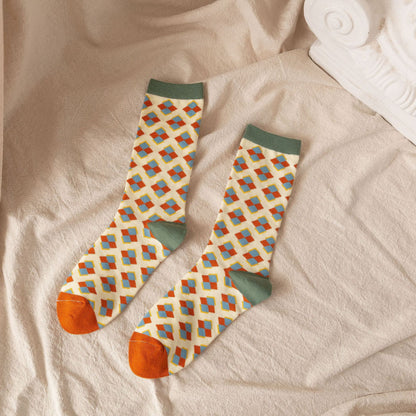 5 Paires de chaussettes longues pour femmes avec impression de tournesol - La Taille Standard